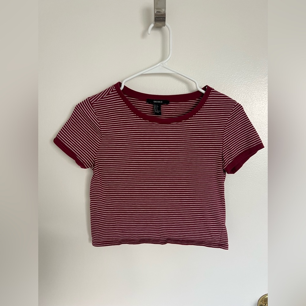 Red and white striped crop top